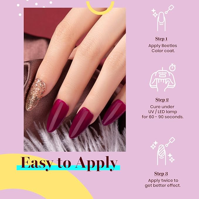 Beetles Wine Red Gel Polish - Vanessa Wine 15ML/0.51Fl Oz, Burgundy Dark Red Gel Nail Polish, Soak Off UV LED Lamp Burgundy Nails Art, Long-Lasting Manicure Salon DIY Home Gifts for Woman