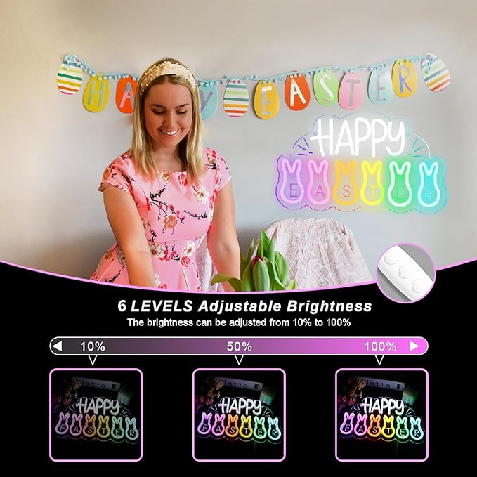 Brighten Your Easter with Joy! – Warm LED Neon Lights for Home, Wall & Party Decor – Perfect for Easter Egg Hunt, Basket Stuffer Hoppy Spring Celebration & Festive Atmosphere