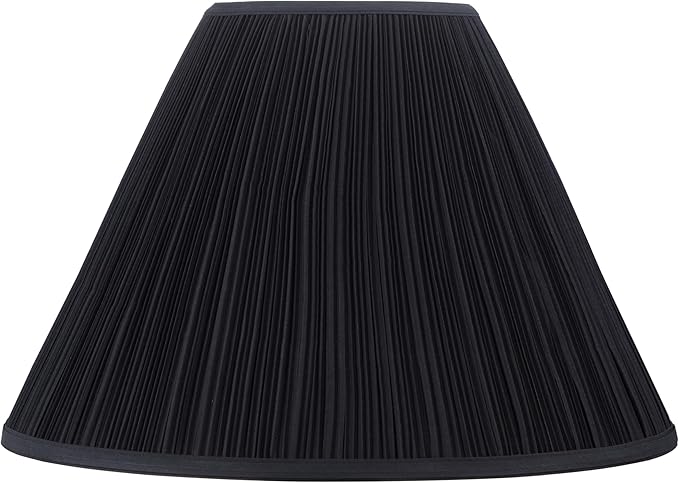 Aspen Creative 33024, Hardback Empire Transitional Spider Lamp Shade, Mushroom Pleated Black Faux Silk Fabric, 7" Top x 18" Bottom x 13" Slant Height
