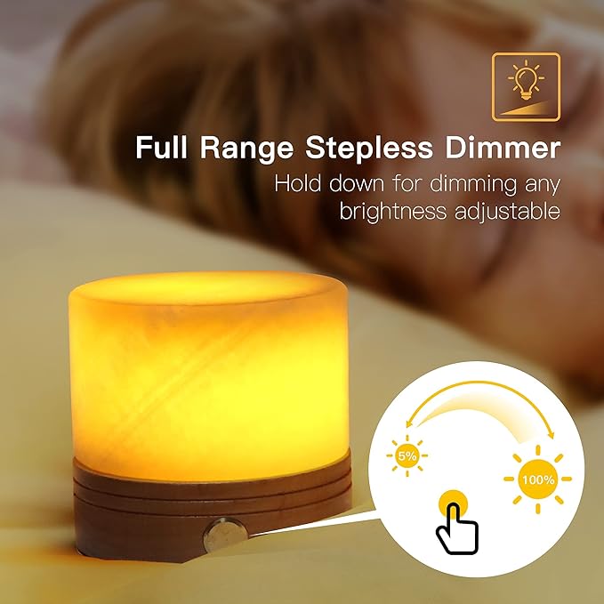 SMQ Yellow Jade Crystal Night Light with Rechargeable,Gemstone Touch Control Citrine Table Lamp Bedside Decorative Nightstand Lamp for Living Room Bedroom Gift