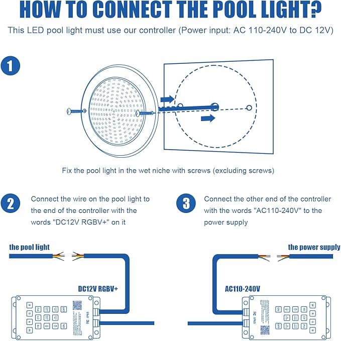 9 inch Pool Lights for Inground Pool, 54W 19 Color Changing Led Underwater Swimming Pool Light with Controller & APP Control, 120V 5500LM IP68 Waterproof Spa Light (50 FT)
