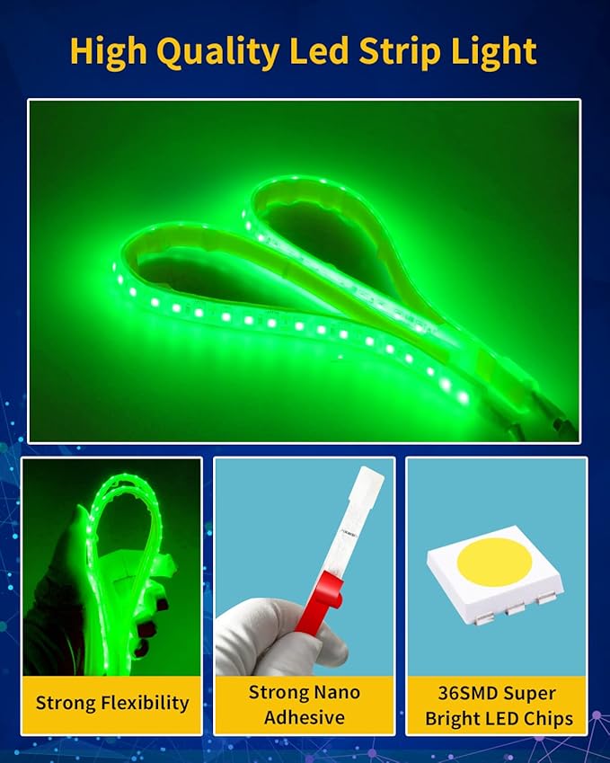 Boat Led Strip Light,12V Waterproof Marine Boat Interior Courtesy Deck Navigation Lights Cuttable for Car Motorcycle RV Truck Trailer Kayak Home with Strong Nano Tape Green,12inch (Pack of 4)