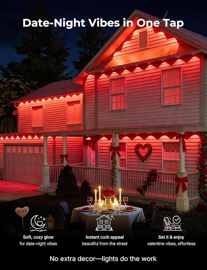 200FT Permanent Outdoor Lights -RGB Eaves Lights with App Control Remote,DIY Scene Modes IP67 Waterproof Outside LED Light for Christmas, Holiday, Daily, House Roof Eternity Lighting