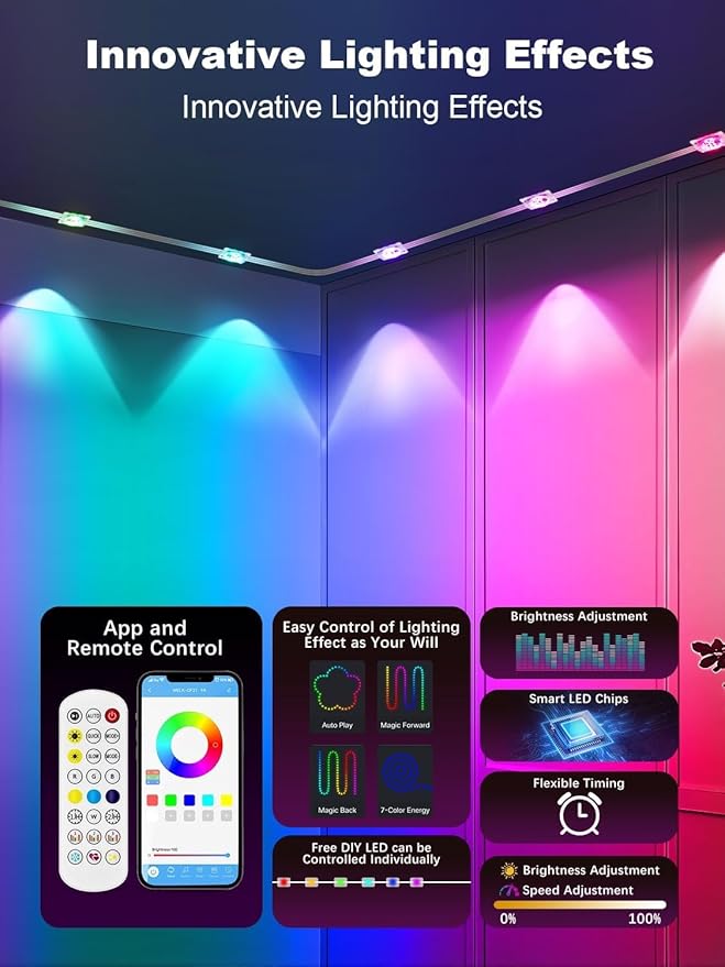 Permanent Outdoor Lights, 200FT RGB+IC Smart LED Outdoor Lights with App/Remote Control, DIY Scene Modes Lighting & IP67 Waterproof, Eaves Light for Christmas, Holiday, Daily Decorations