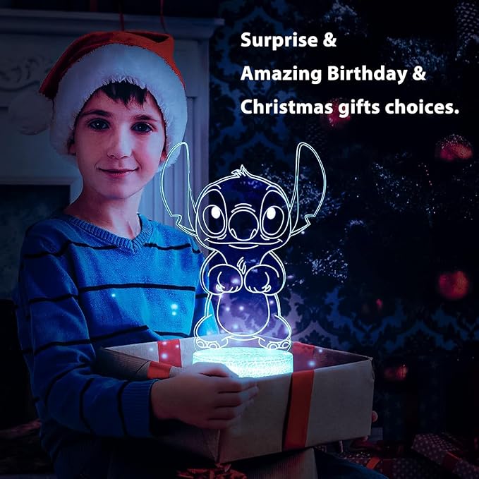 Hoofun Stitch Night Light with Timer & Memory,【2025 New Upgraded】 16 Color Changing LED Lamp,Touch & Remote Control, Stitch Gifts for Girls, Kids, Boys,Cute Bedroom Decor for Birthday Christmas Party
