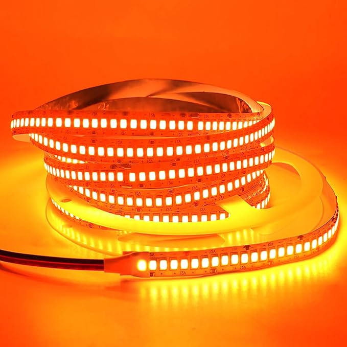 SUYOOULIN LED Strip Lights, SMD 2835 LED Strip, DC12V 1200LEDs 16.4Ft 26000LM High Density LED Light Strips Waterproof IP65, 3 Times Brightness Than SMD3528 LED Strip, Orange
