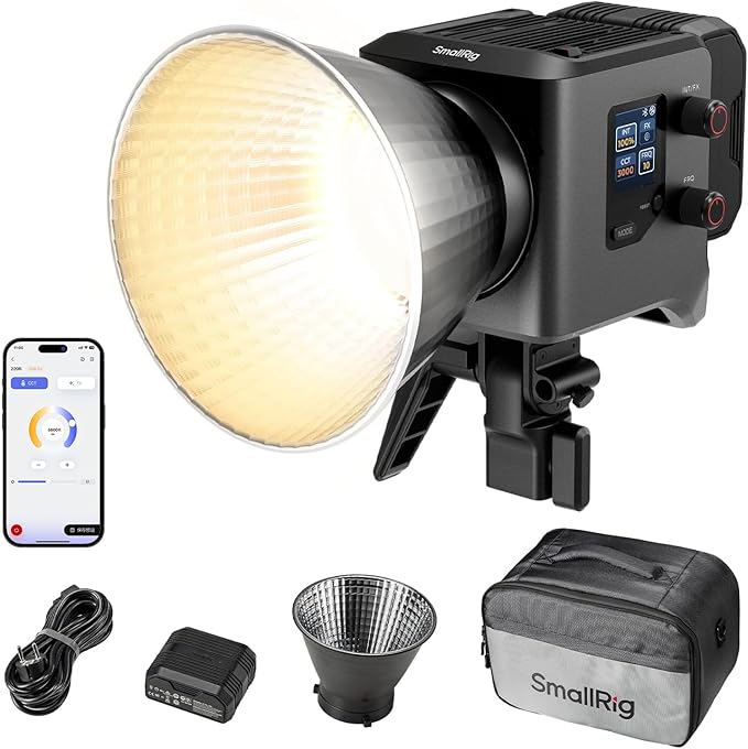 SMALLRIG RC 220B Pro 220W COB Video Light, Bi-Colour Video Light 2700K-6500K, CRI 95+ Bowens Mount Light, Support 3 Power Supply Methods, App Control for Photography and Photo Studio