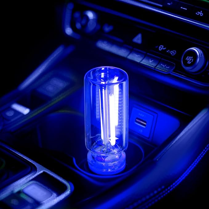 2PCS USB Car Light, Plug in USB Interior Car Lights, Touch Control Mini Glass Bottle Automotive Night Lamps, Portable Mini LED Bulb Night Lights Ambient Lighting for Auto Vehicle Decoration, Blue