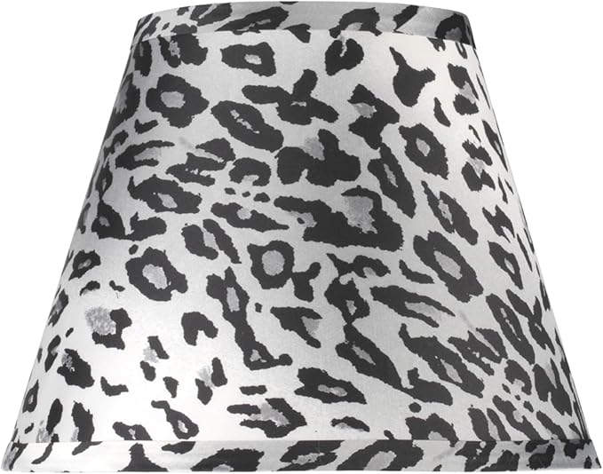 Aspen Creative 32171A Transitional Hardback Empire Shape Spider Construction Lamp Shade in White with Leopard Pattern, 9" wide (5" x 9" x 7")