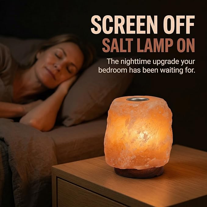 Himalayan Salt Lamp with Aromatherapy Tray & Dimmer Switch - Salt Rock Lamp for Bedroom, Relaxation & Sleep | Calming Meditation Spa Lamp | Himalayan Salt Diffuser | Warm Glow Night Light | Gift Ready