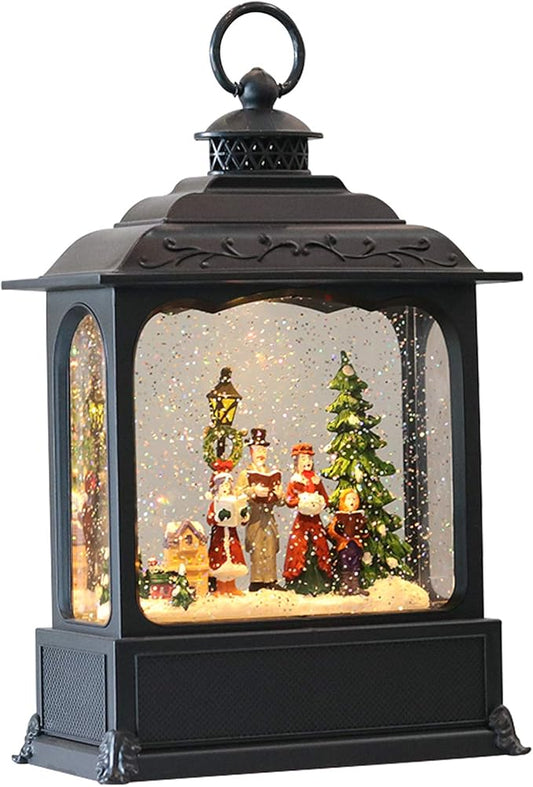 Eldnacele Musical Snow Globe Lantern with Timer, Lighted USB/Battery Operated Swirling Singing Water Glittering Lantern, Snow Globes for Adults and Kids Christmas Decoration- Carolers