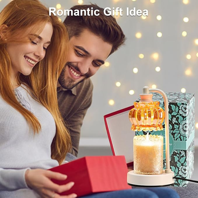 Candle Warmer Lamp with Timer, Dimmable Candle Lamp Wax Melt Warmer with 2 Bulbs, Electric Candle Warmer Light for Bedroom Living Room Birthday Christmas Gifts for Women Mom