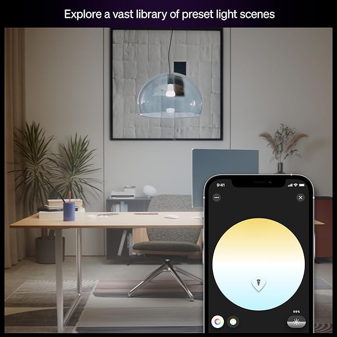 Philips Hue Smart LED A19 Bulb, White Ambiance, E26 Base, 9.5W, Full Spectrum Light 1000K-20000K, 1100 Lumens, Dimmable, Compatible with Alexa, Google Assistant, and Apple Home, 1 Pack