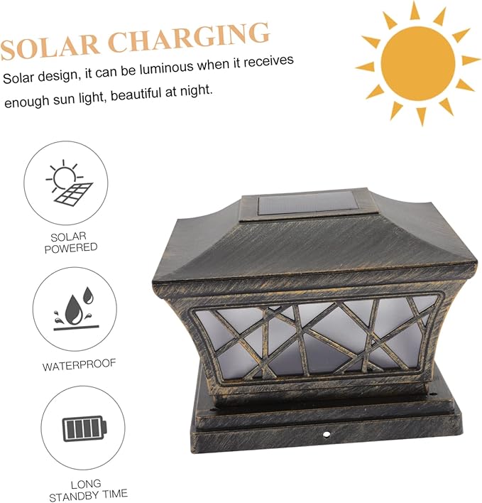 Gatuida Solar Post Light Outdoor Column Lamp with High Brightness LED Garden Floor Lamp Decor for Patio Porch Battery Powered Outdoor Lighting