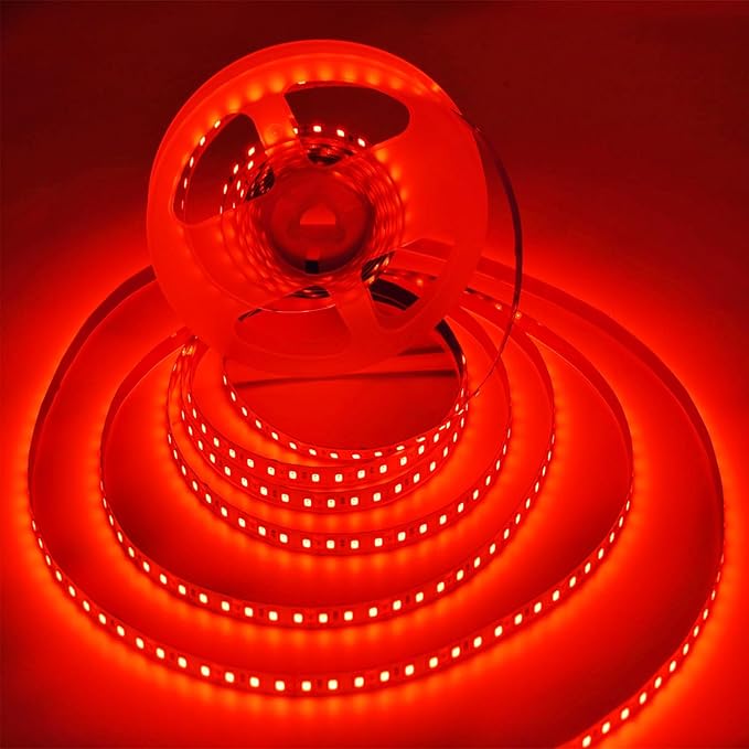 SUYOOULIN LED Strip Lights, 15000LM AC110V/120V 16.4ft/5m SMD 2835 600 LEDs Light Strips Waterproof IP44 LED Ribbon, 2 Times Brightness Than Low Voltage Strip Lights (Red)