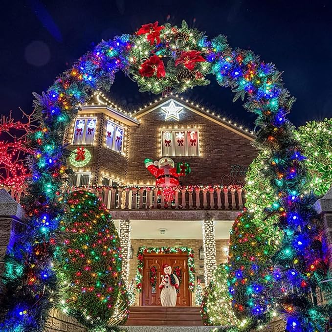 QITONG 500 LED 165ft Christmas String Lights Outdoor Waterproof, Multicolor Lights wiht 8 Modes, Green Wire Twinkle String Lights Plug in