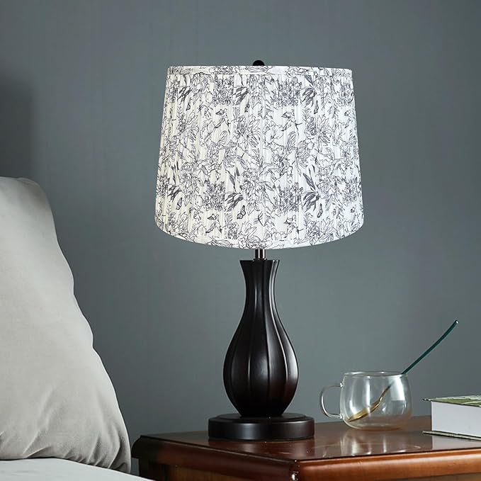 TOOTOO STAR Printed Drum Lamp shades, 12"x14"x9.5" Medium pleated lampshade for table & bedside lamps, Floor Lamps (Spider) -Assembly Required