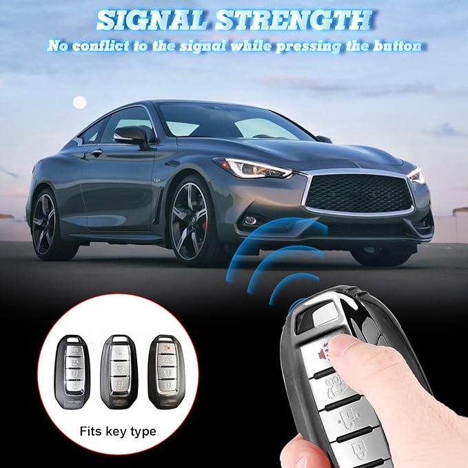 x xotic tech Black TPU Key Fob Shell Full Cover Case,Compatible with Infiniti Q50 Q60 QX50 QX55 QX60 Smart Keyless Entry Key