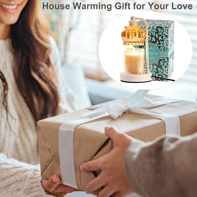 Candle Warmer Lamp with Timer, Dimmable Candle Lamp Wax Melt Warmer with 2 Bulbs, Electric Candle Warmer Light for Bedroom Living Room Birthday Christmas Gifts for Women Mom