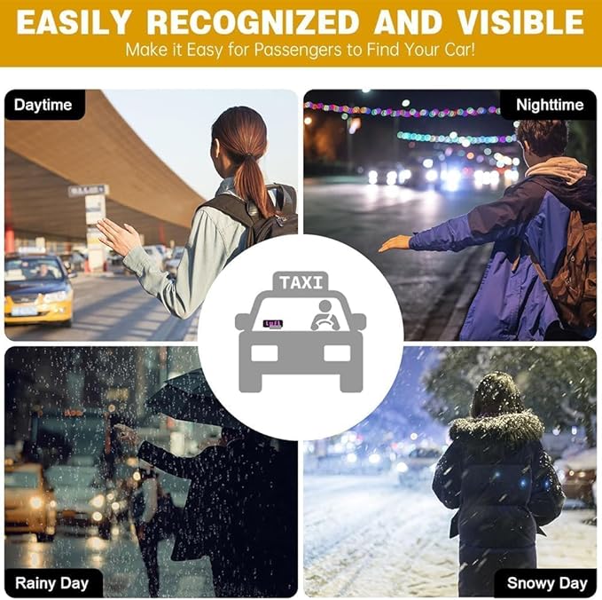 LED Light Sign for Car, Taxi Windshield Light Sign, USB Car LED Display with Suction Cups, Taxi Indicator Lights, USB Plug, Dual-Color Conversion, Improve Night Visibility (TypeB-Red)