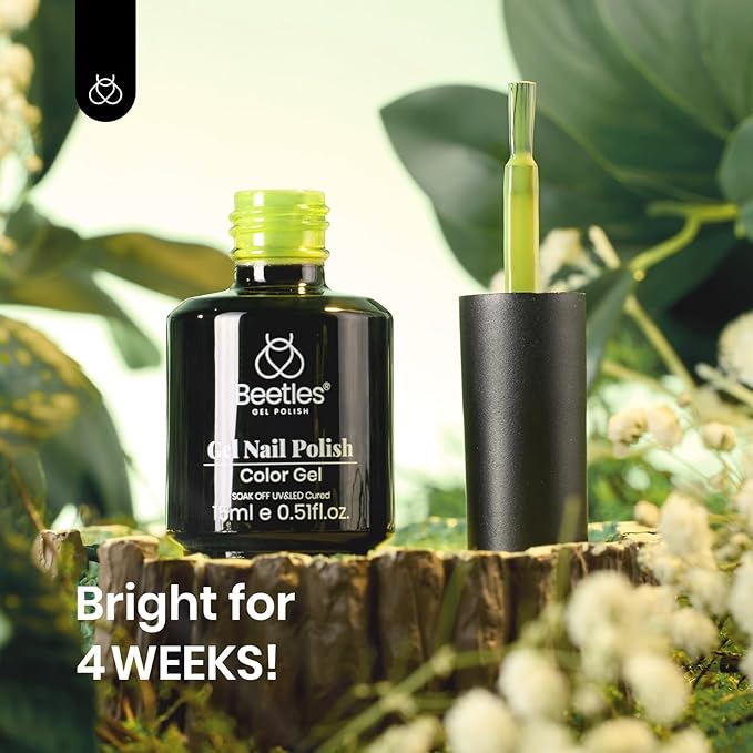 Beetles Green Gel Nail Polish - Fresh Greenery 15ML/0.51Fl Oz, Light Green Gel Nails Polish, Neon Lime Color Soak Off UV LED Lamp St Patricks Day Nails Art, Long-Lasting Manicure Salon Spring Nails