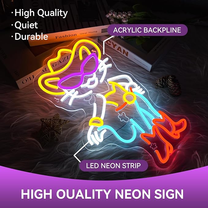 ineonlife Cowboy Neon Sign Cat Neon Signs for Wall Decor Mode LED Lights for Room Personality Light Up Western Decor for Bar Pub Birthday Party Gifts for Teens Gifts for Cat Lovers
