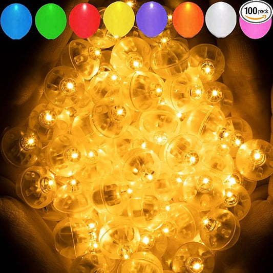 Aogist 100pcs Orange Balloon Lights, Long Standby Time Waterproof Mini Light,Battery Powered,Round LED Ball Lamp for Latex Balloon Paper Lantern Party Wedding Festival Christmas Halloween Decorative