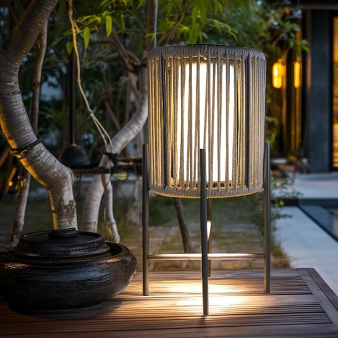EcoGreen Solar Floor Lamp, 9.45 x 17.72in Outdoor Balcony Decorative Light, Patio LED Solar Light,8~10hrs Auto Operation, Waterproof, Warm White Glow