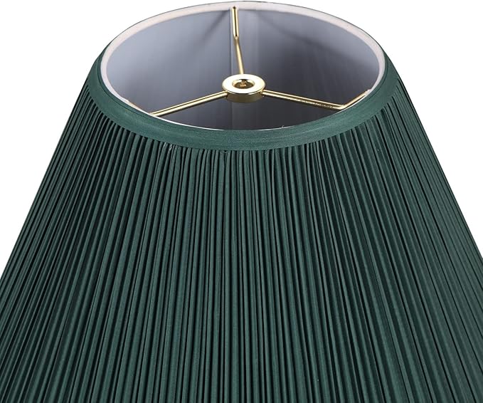 Aspen Creative 33168, Mushroom Pleated Traditional Dark Green Spider Lamp Shade, 6-1/2" Top x 15" Bottom x 11" Slant