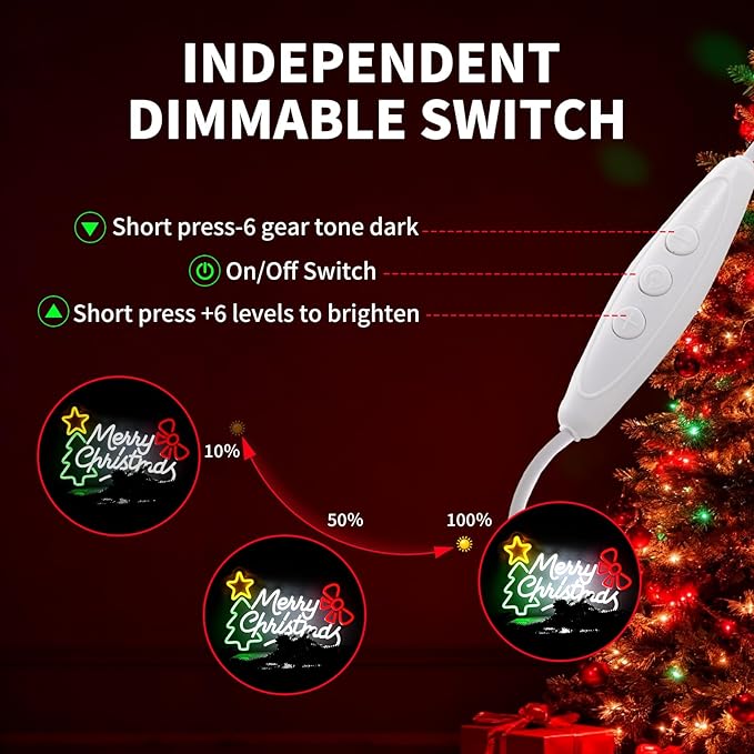Merry Christmas Neon Sign Dimmable Christmas Neon Lights Xmas Wall Decor USB Powered Led Lights Xmas Party Bar Pub Club Winter Holiday Home Living Window Bedroom Festival Gift Decorations