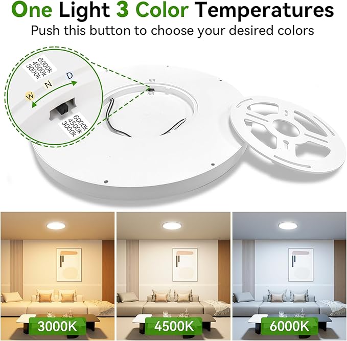LED Ceiling Light, 2800LM Super Bright 9 Inch Led Flush Mount Ceiling Light 3000K/4500K/6000K 3CCT Dimmable for Kitchen,Bedroom,Living Room (1 Pack, White)…