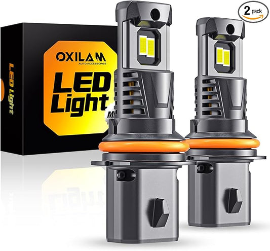 OXILAM 9004/HB1 LED Bulbs, 30000LM 800% Ultra-Bright, 6500K Pure White HB1 Fog Light, Easy Plug-N-Play Installation, 60000 HRS Lifespan, IP68 Waterproof, Pack of 2