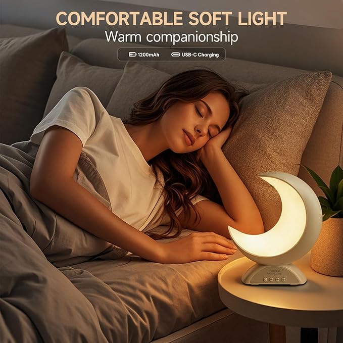Touch Moon Table Lamp with RGB Adjustable Light, Scene Mode and Music Mode, Warm White LED Moon Light, Suitable for Home Decoration, Bedroom Living Room Desk.