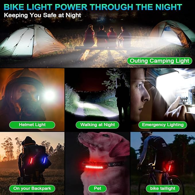2026 Lumen Bike Lights,Super Bright 6 LED Rechargeable Bicycle Light,10 Mode Headlight Taillight,360°Rotatable Brackt,Aluminum Waterproof Light,Runtime 48+ hrs,Shockproof for Road,Mountain