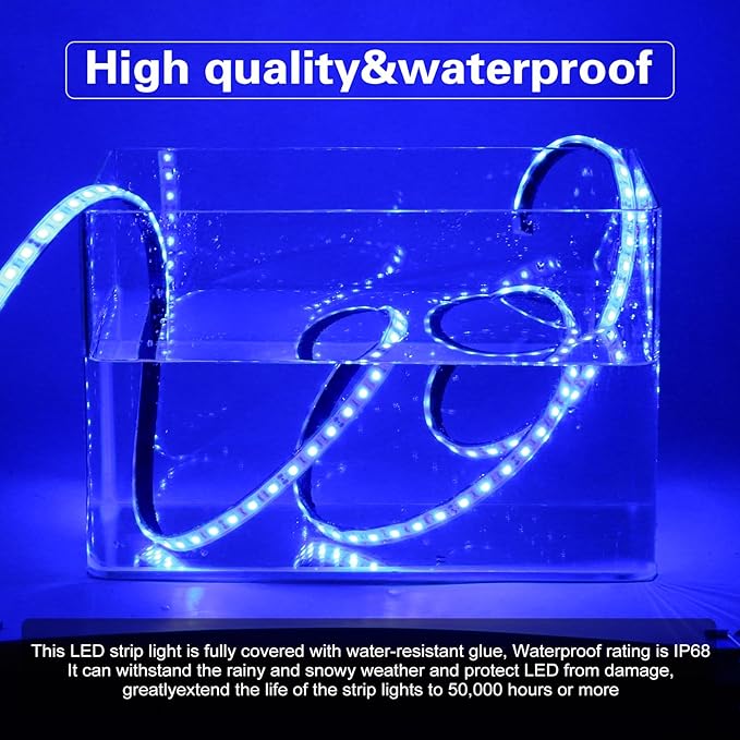 Marine led Strip Lights, 12V 6.56FT IP68 Waterproof Underwater led Lights, Boat Interior Light, Boat Deck Lights Courtesy Lights for Night Fishing Pontoon Kayak Boats(Blue)