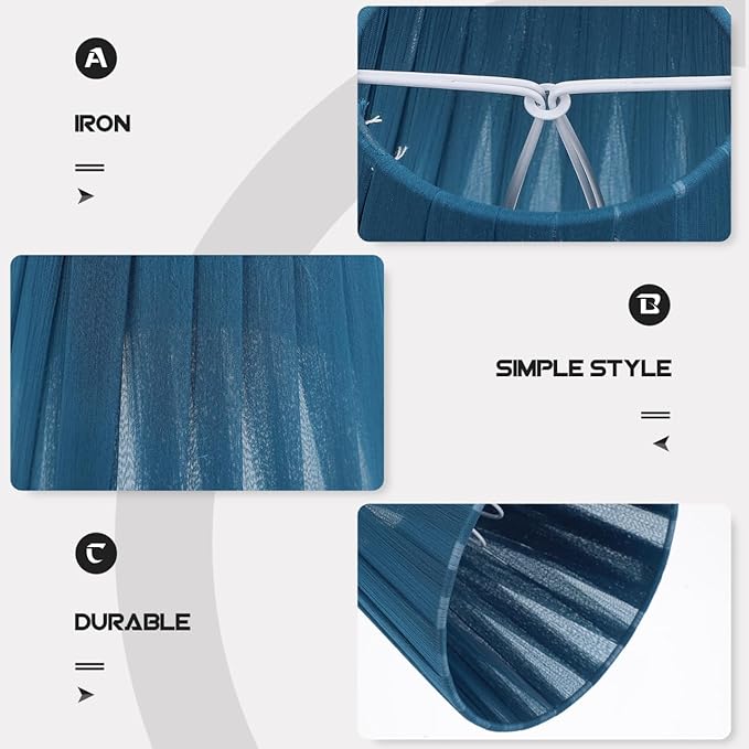 Decor Translucent Gauze Lamp Shade Pleated Light Translucent Lampshade for Table Lamp Floor Pendant Light 5.5x5.5x5.1 inch Blue Pleated Shade