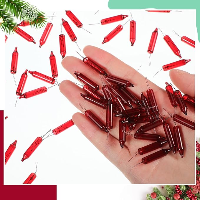 Mudder 500 Pcs Christmas Tree Replacement Light Bulbs 2.5v Christmas Light Bulbs Incandescent Xmas Decorative Replacement String Lights Outdoor Indoor(Red)