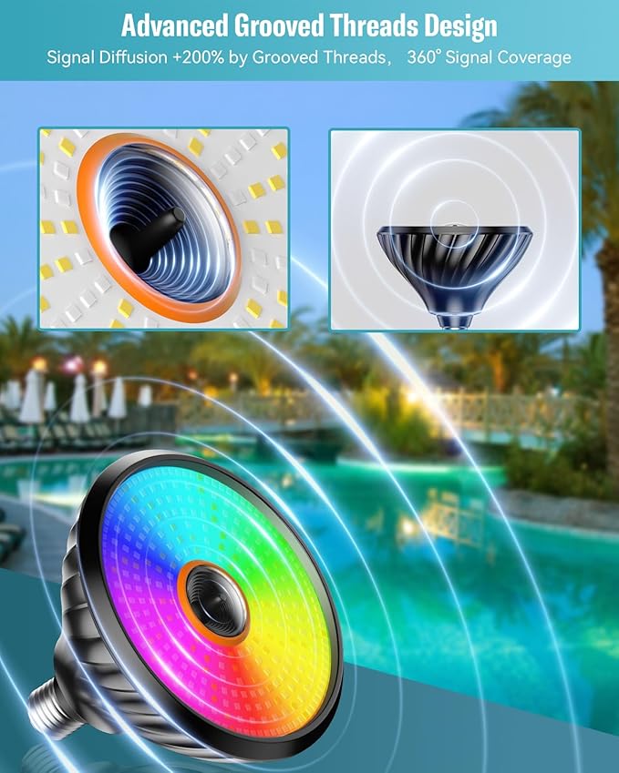 Led Pool Lights for Inground Pool, 120V 70W RGB LED Color Changing Lights Medium E26/E27 Base Underwater Pool Light Bulb with Remote Control Replacement Lamps, Matte Black