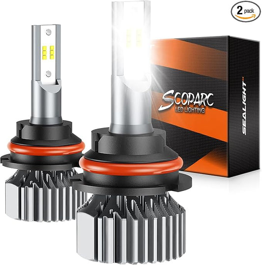 SEALIGHT 9004 Fog Bulbs, 8X Brighter Driving Light Bulbs, 6500K White 32000LM Hi/Lo Beam Adjustable, 10 Years Lifespan, 1:1 Size Plug N Play for Vehicle F150 ATVs & Powersports, Pack of 2