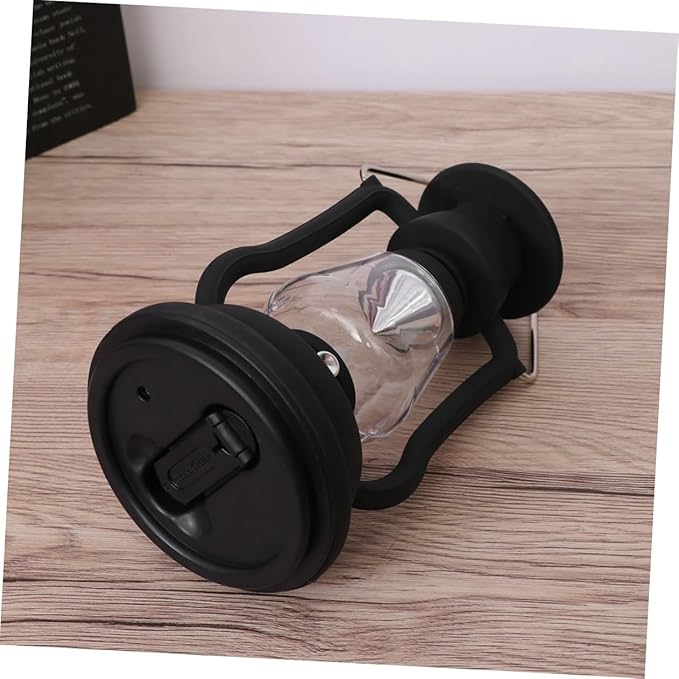 USB Rechargeable Solar Retro Camping Lantern Portable Hand-Powered Light for Hiking Emergency Use and Outdoor Activities Black