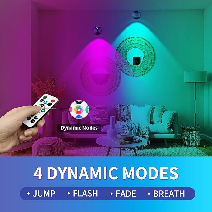 LEASTYLE Wireless Spotlights Rechargeable Sopt Lights Indoor with Remote,16 Color Changing Battery Operated Spot Light with Timer Dimmable Accent Light,2 Pack,Black