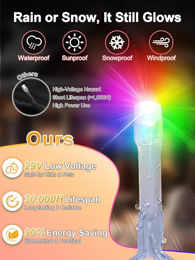 Christmas Lights with 300 LEDs, 100FT Connectable Plug in Fairy String Lights for Outdoor Tree and Indoor Décor, 8 Modes & Timer, IP65 Waterproof Lights for Yard Garden Decor (Multi-Color)