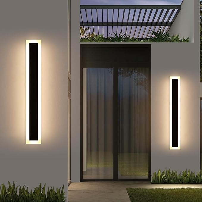 Mikeru Upgraded Widened 2pack 47.2inch Outdoor Wall Light Fixtures, 3000k Exterior Lighting Fixtures Ip65 Waterproof Rust Outdoor Light Hardwire Wall Mount Porch Lights for Garage(Width: 5.5inch)
