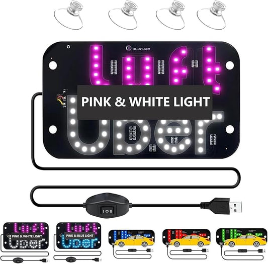 Car Window Light Up Signled Light Sign for Car,USB LED Light Signal for Drivers,Glow Sign for Vehicle Dash,Applicable to All 5v Cars, Such As Cars, Trucks, Suvs, Rvs and Other Models (Pink+White)
