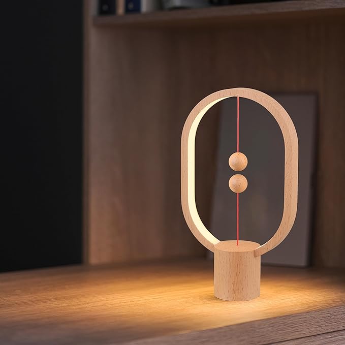 Magnetic Lamp - USB-Powered LED Table Lamp with Floating Design- - Perfect for Home, Office, Dormitory, Hotel and Living Room（Wood）