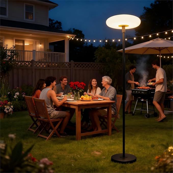 Lightdot Solar Outdoor Floor Lamp for Patio, Waterproof USB Rechargeable Cordless Floor Lamp with 3 Brightness Modes,Height Adjustable(Max 74IN),Warm White 3000k Standing Solar Lights for Yard Garden