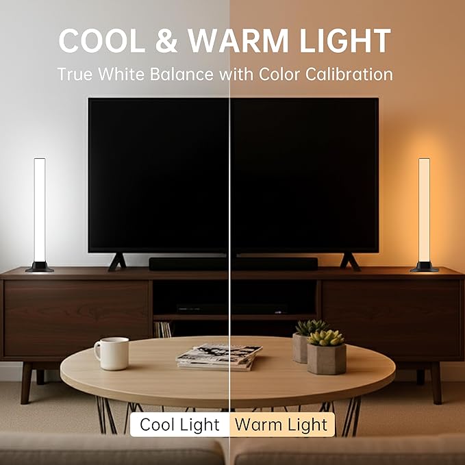 Light Bars with RGB+IC, 16.5-inch Bluetooth TV LED Backlight Suitable 45-85inch TVs, Smart TV Behind Lights with 16M Colors Scene and Music Modes for Gaming, Patry, Room Decotation