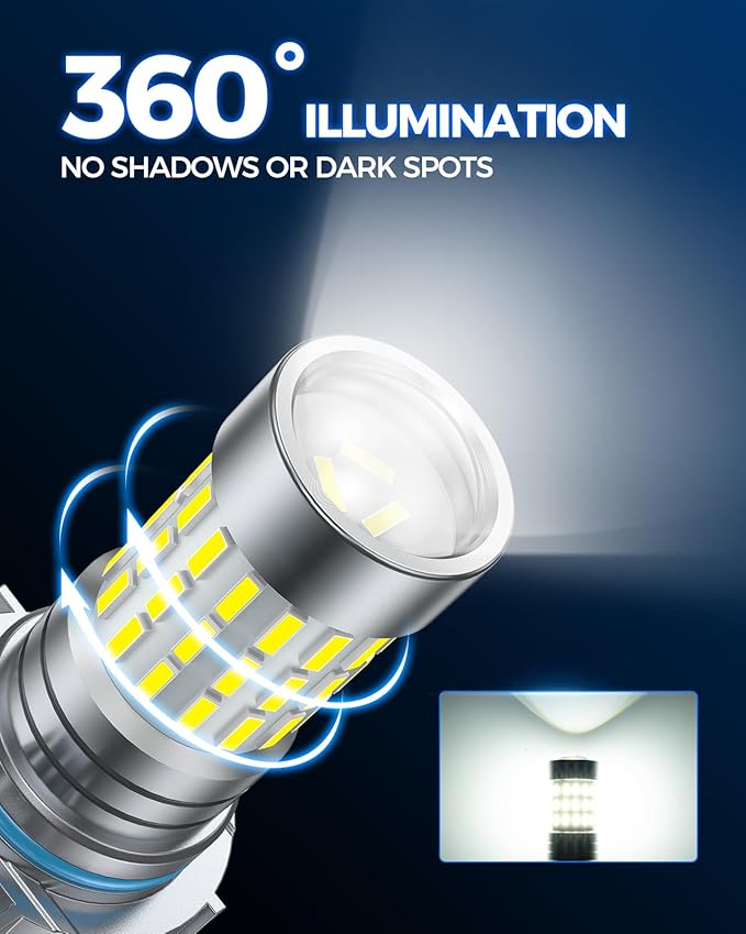 Marsauto 5202 LED Fog Light Bulbs, 10,000 lumens 6000K Cool White, 48 Chips DRL Bulb, 5202 Led Bulb 1:1 Mini Size 5202 5201 PS24W Fog Lights Led, 360° Illumination, Powersports Accessory Lights