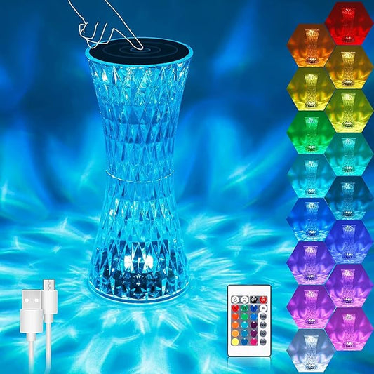 Crystal Lamp, Crystal Table Lamp Rose Crystal Lamp USB Diamond Table Lamp 16 Color Changing Touch Crystal Lamp (G)