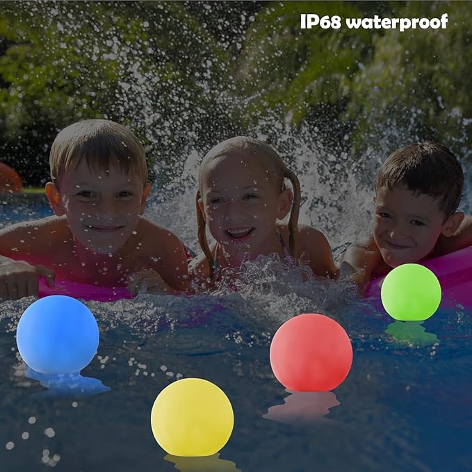 LED Floating Pool Light, 4-Inch, Rechargeable Waterproof Orb with Remote Control, 16 RGBW Colors,Hot Tub Lights, Pool Accessories